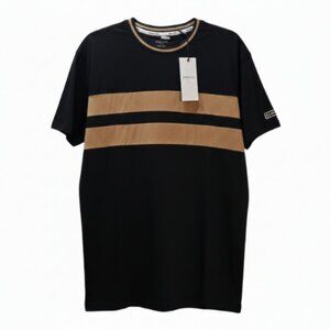 NWT | Kenneth Cole Black & Brown Striped Crewneck Tee | Designer Basic | XL